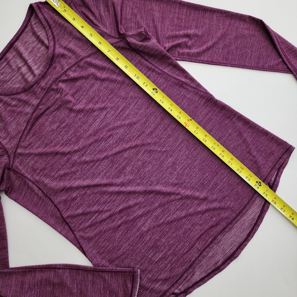 Lululemon Lightweight Long Sleeves Top Heathered Purple Semi Sheer Stretch Sz 8 - Picture 8 of 8